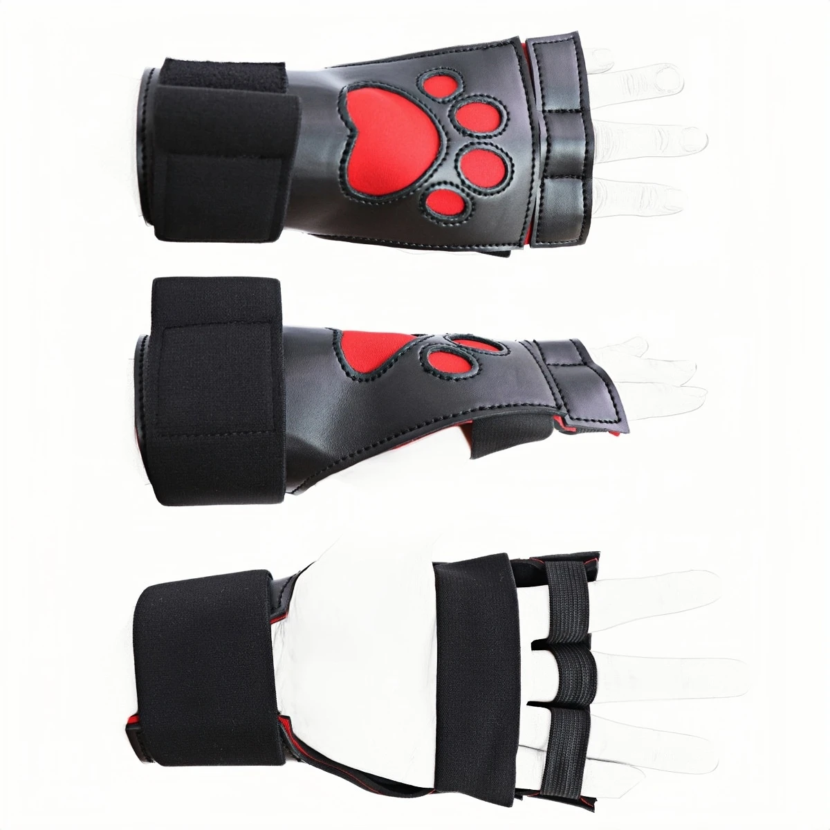 Sexy Boxing Fetish Dog Paw Mitt Gloves Stage Performance Props Cosplay Costumes Leather Funny Gloves Party Halloween Accessories