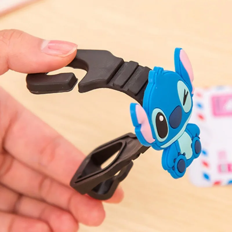 Gancho de puntada de dibujos animados para coche, accesorios para asiento, Kawaii, Disney, Stitch, Mickey Mouse, 2 piezas