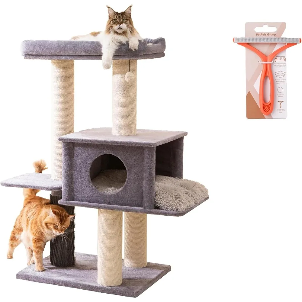 

Modern design heavy-duty cat tree, spacious and giant style cat tower - oversized and multi surface brush pet hair