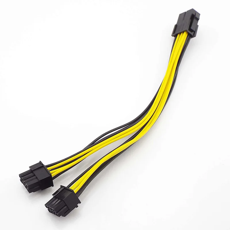 

10pcs PCI-E PCIE 8p Female to 2 Port Dual 8pin 6+2p Male GPU Graphics Video Card Miner Power Extension Cable Cord 18AWG Wire C6