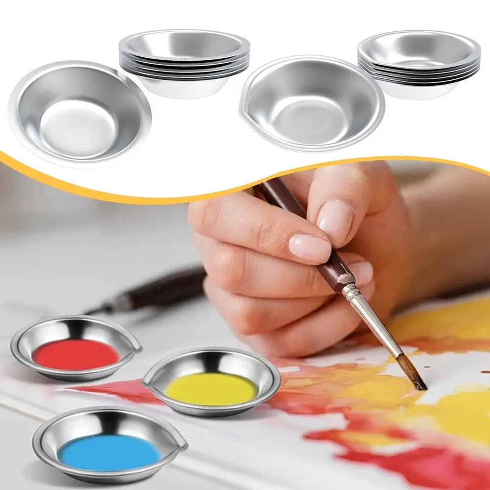 6 Pcs Watercolors Paint Mixing Cup Color Mixer Durable Stainless Steel Color Palette Corrosion-resistant DIY Coloring Tool