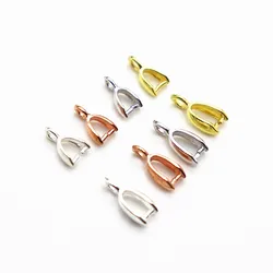 Solid 925 Sterling Silver Small Pinch Clip Bail Pendant Clasps Connector Jewelry DIY Findings Components Accessories Supplies