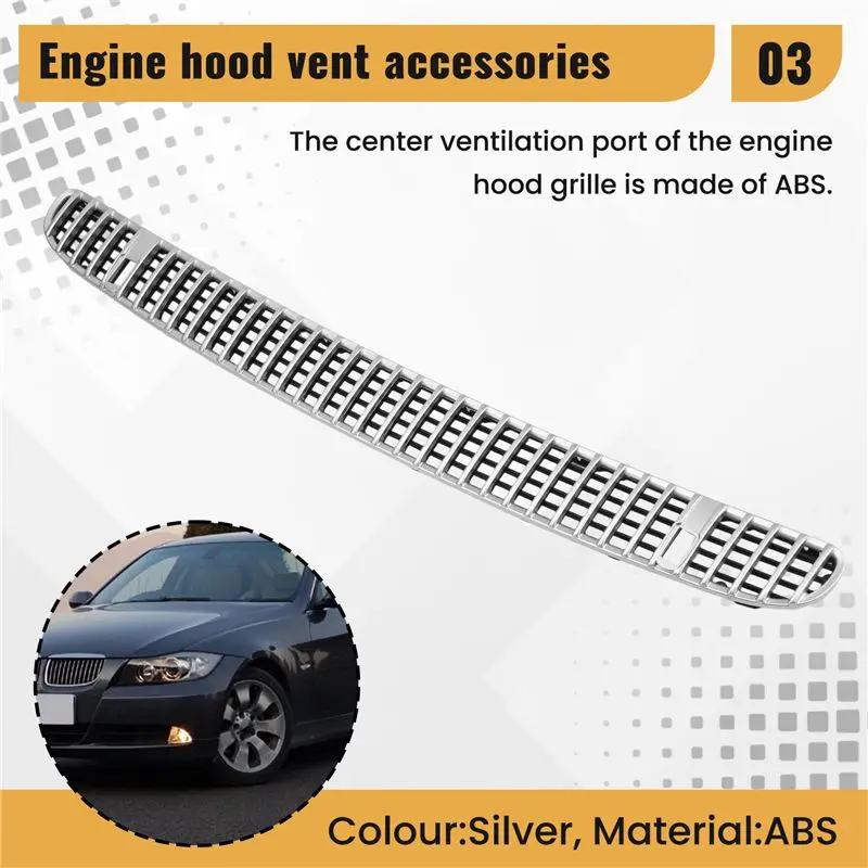 Center Vent Hood Grille Air Inlet 51137075324 51137075312 For BMW 3 Series E46 2002-2005 Silver - view 2