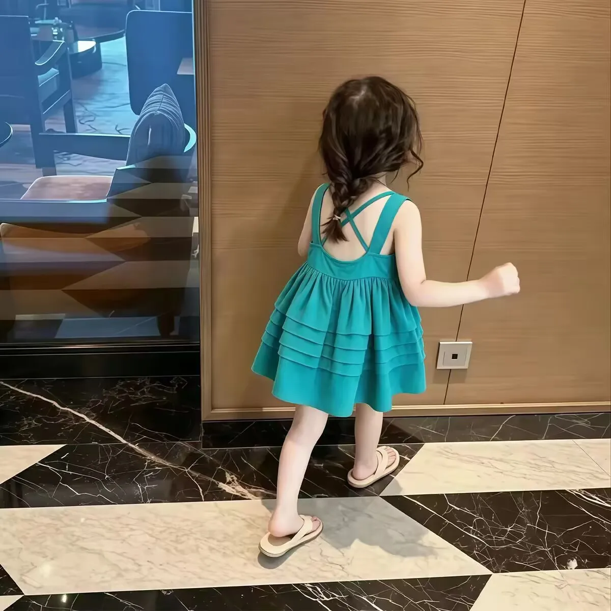 Summer Vacation Princess Vest Dress for Girls All-Cotton Backless Baby Girl Dress