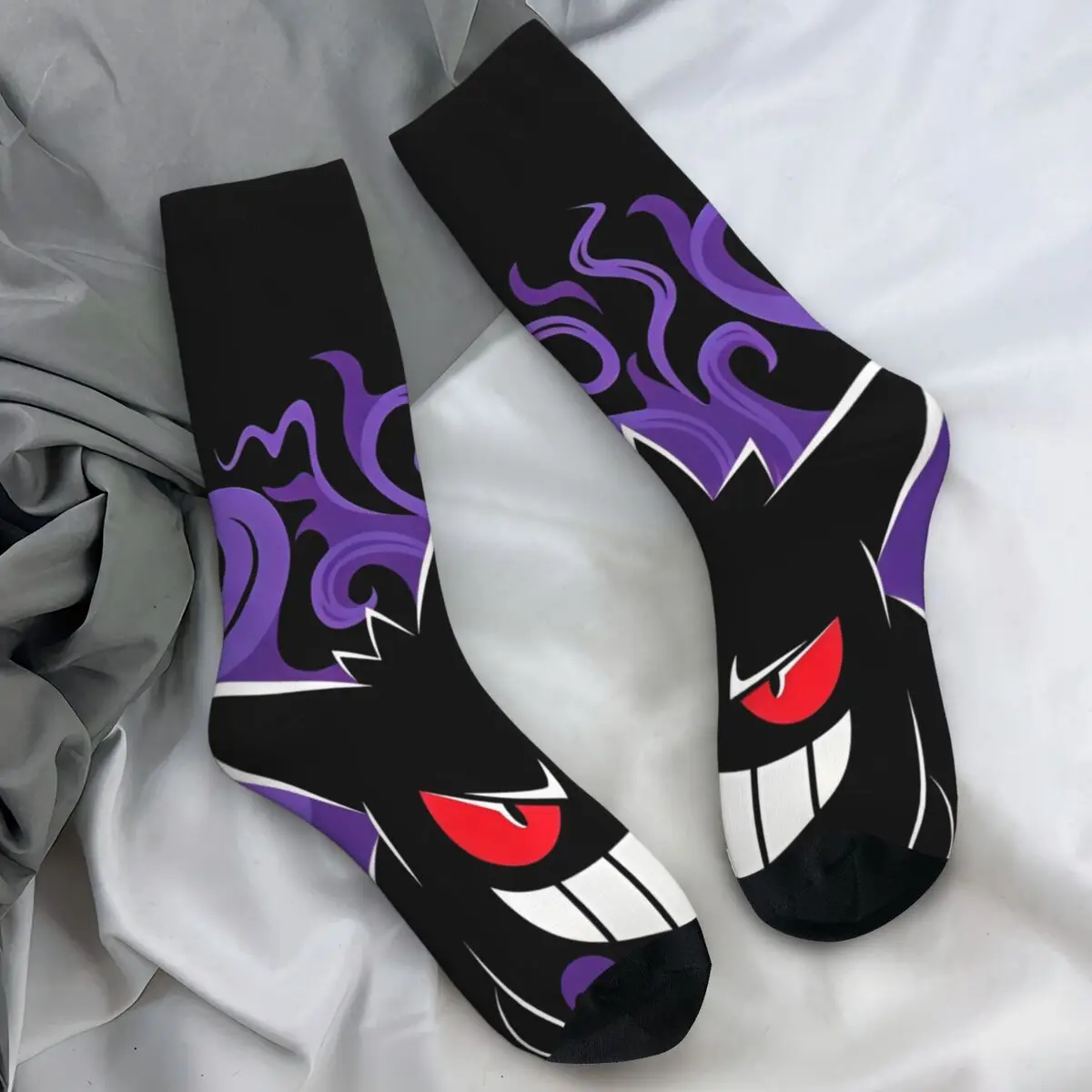 Pokemon Gengar Stockings Design Casual Socks Autumn Non Slip Socks Men Cycling Warm Soft Socks