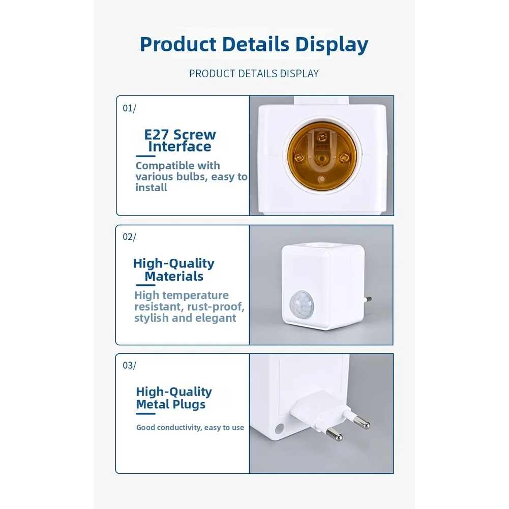 E27 Sensor Socket Infrared Lamp Holder For Stairs For Garage Motion Activated Lighting Infrared Sensor Detection