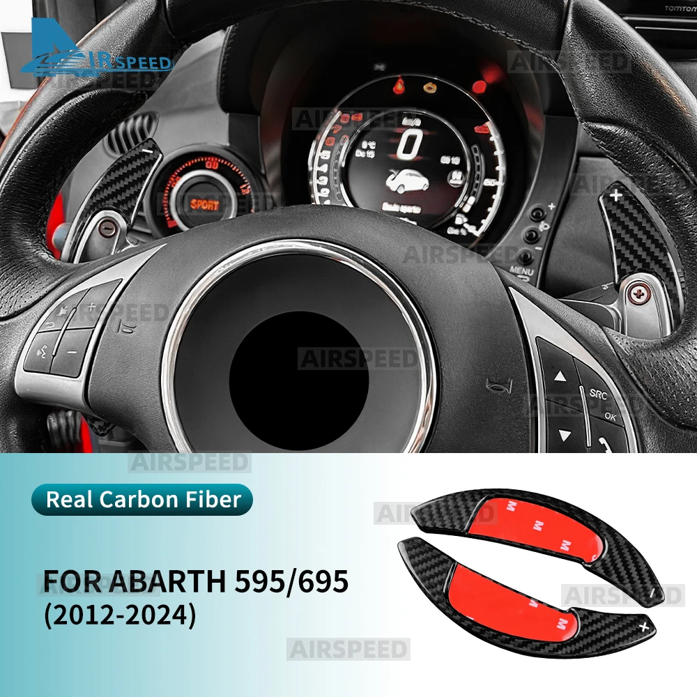 

Настоящее твердое углеродное волокно для Abarth 595 695 2012-2019 2020 2021 2022 2023 2024 автомобильное рулевое колесо, переключение передач DSG, удлинение