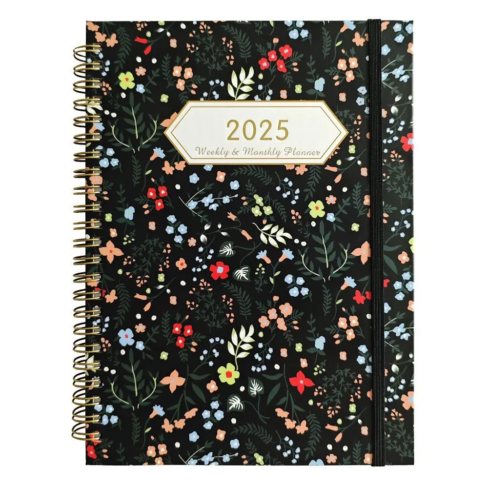 Flower Cover Notepad Portable A5 Weekly Planner 2025 Coil Notebook Student Account Book Diary Office Supplies Schedule Book