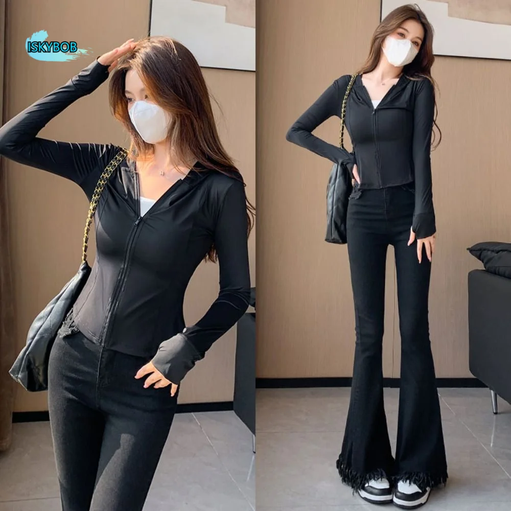 

Anti UV Summer Sunscreen Hoodie Long Sleeve Solid Color Sun Protection Sweatshirt Shirt Thin Quick Dry Jacket Women Walking