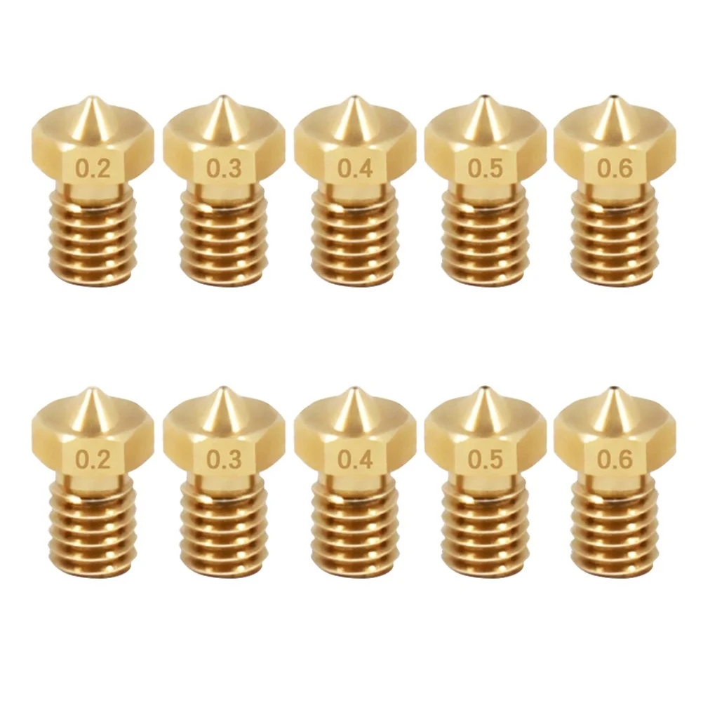 

10pcs 3D Printer Nozzle Brass 0.2Mm 0.3Mm 0.4Mm 0.5Mm 0.6Mm Extruder Threaded For 1.75Mm Filament Compatible Pla Abs Print Parts