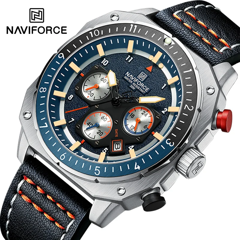 Fashionable Brand NAVIFORCE Men\'s Trend Watches Man Business Casual Quartz Wrist Watch Male Creative Leather Multifunction Clock