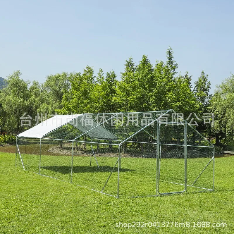 Outdoor galvanized chicken house, rain and sun protection, large free-range pet cage 6x3 meters waterproof chicken cage