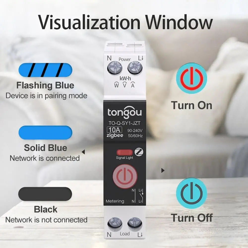 

1P 6A Smart Timer Switch 1P+N Metering DIN Rail Switch Energy Monitoring Overload Protection Remote Control Switch