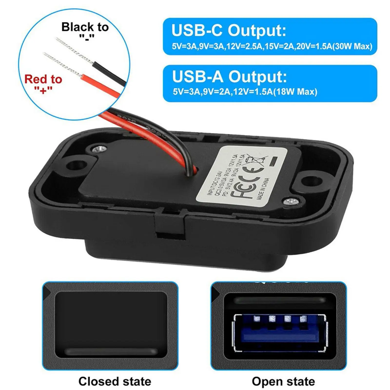 Dual USB 12V Panel Car Charger Socket 4.8A 3.1A 12V/24V USB Charger Outlet Panel Power Adapter for Camper Accessories