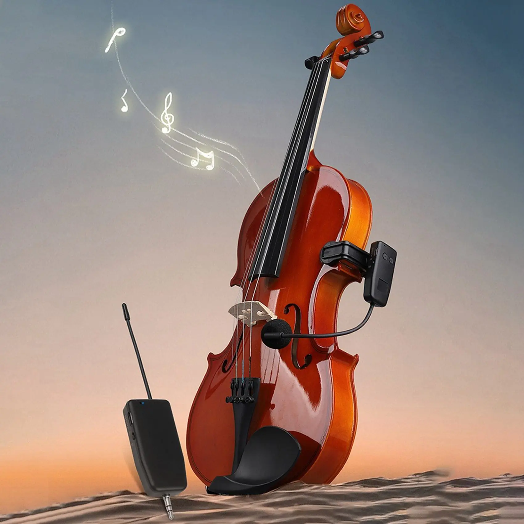 

【СОВЕРШЕННО НОВЫЙ】Скрипка, беспроводной микрофон, музыкальный инструмент, микрофон, сценический аудиоприемник и передатчик, короткий зажим