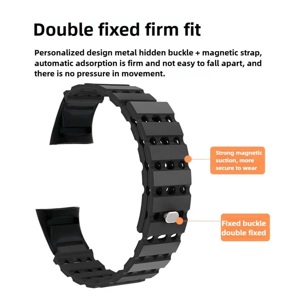 For Lifesense 5S/Hr2/3/5 Air Hole Silicone Magnetic Watch Strap Quick Release Breathable Soft Sport Smartwatch Band Men Women