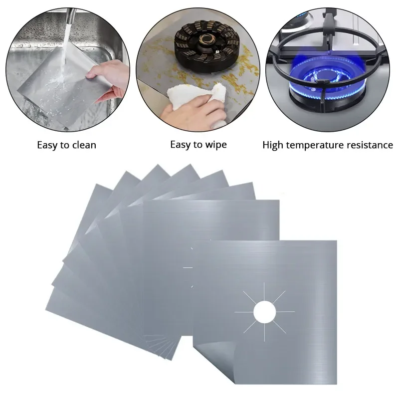 4pcs/Set Reusable Non-stick Self Adhesive Cleaning Mat Gas Stove Protectors Cover Sheeting Kitchen Gas Stove Cookware Accessorie