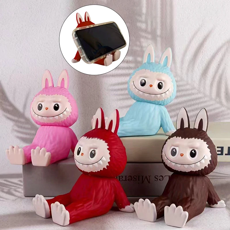 

Labubu The Monsters Heart-Moving Macaron Doll Mobile Phone Holder Figure Tabletop Ornament Doll Kid Birthday Gift