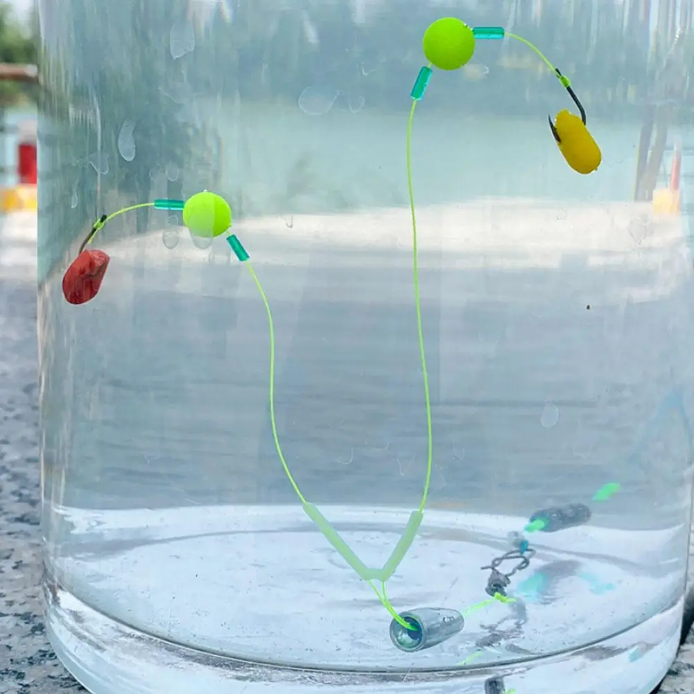 Anti-Tangle Karpfenangel-Vorfach mit Doppelhaken, gebrauchsfertiges Grundangel-Vorfach mit Schwimmerperlen und Bleigewicht – Detail 14