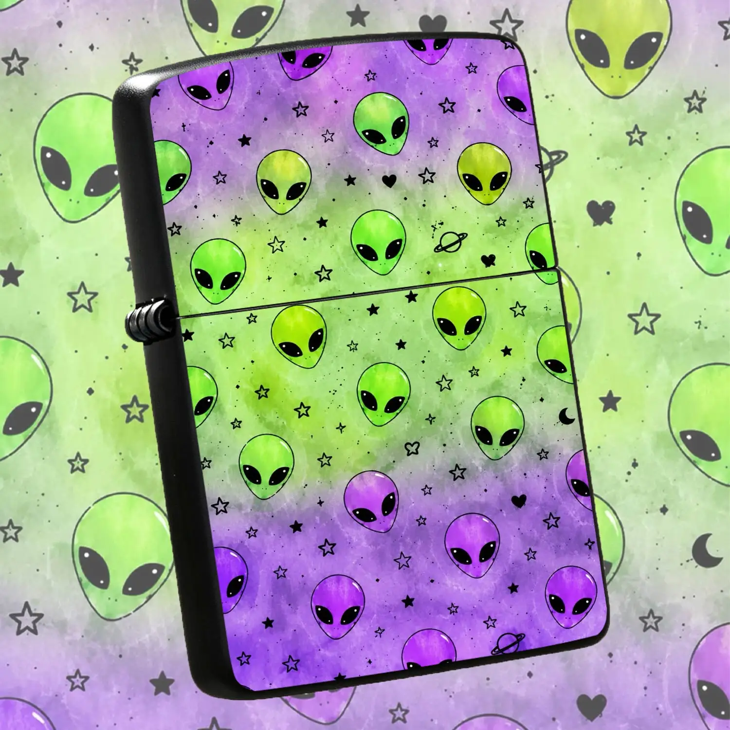 Cute Alien Print Gradient Lighter, Stylish Space Themed Portable Daily Accessory With Starry Patterns, Aesthetic Cool Extraterrestrialcarry-On Item, Ideal For Gifting And Daily Use, Fits All Scenarios, Un A Humorous And Interesting Lighter