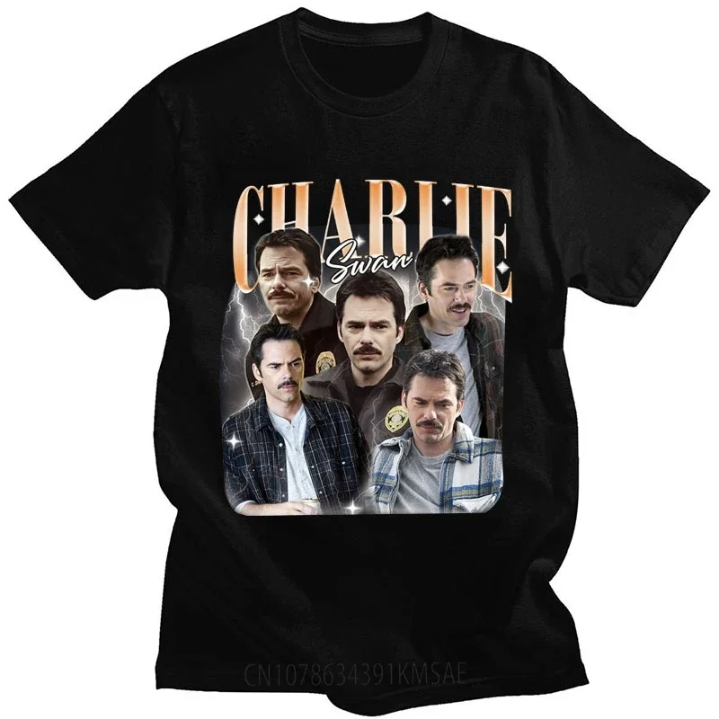 Vintage Charlie Swan Graphic T-shirt Billy Burke Men's Short Sleeve Loose Cotton Tee Shirt Casual Fashion Streetwear Unisex