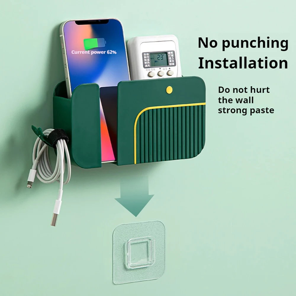 

1pc Wall-Mounted Mobile Phone Remote Control Storage Box Air Conditioning Phone Charging Storage Storage Rack Universal Storage