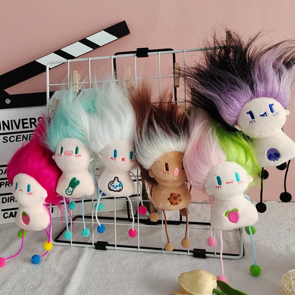 DIY Fried Hair Doll Keyring Present Hair Style Fried Hair Dopamine Doll Pendant Afro Plush Hair Doll