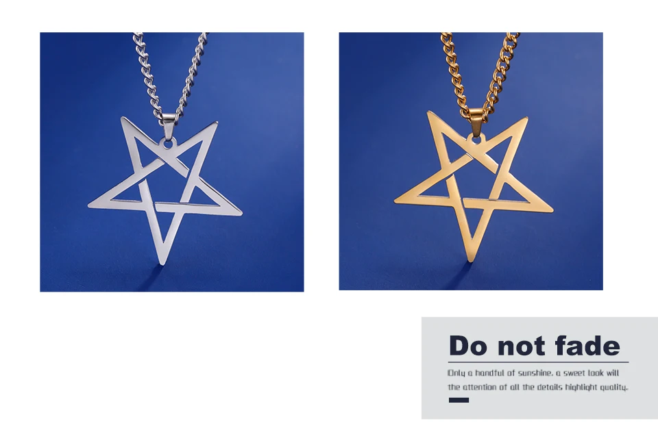 Unift Inverted Pentagram Satanic Necklace for Men  Stainless Steel Long Neck Chain Goth Gothic Occult Wicca Pentacle Jewelry