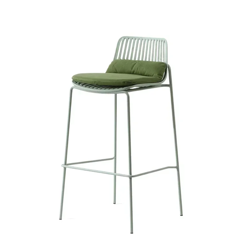 Nordic designer outdoor bar chair simple island chair plastic wrought iron backrest high bar stool cafe bar chair