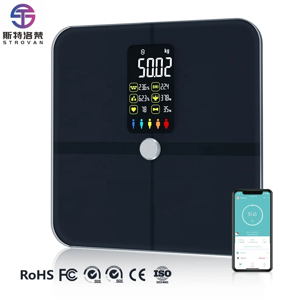 

Smart Scales Heart Rate Body Balance ITO Electric Glass Weighing Body Fat Scale Free App