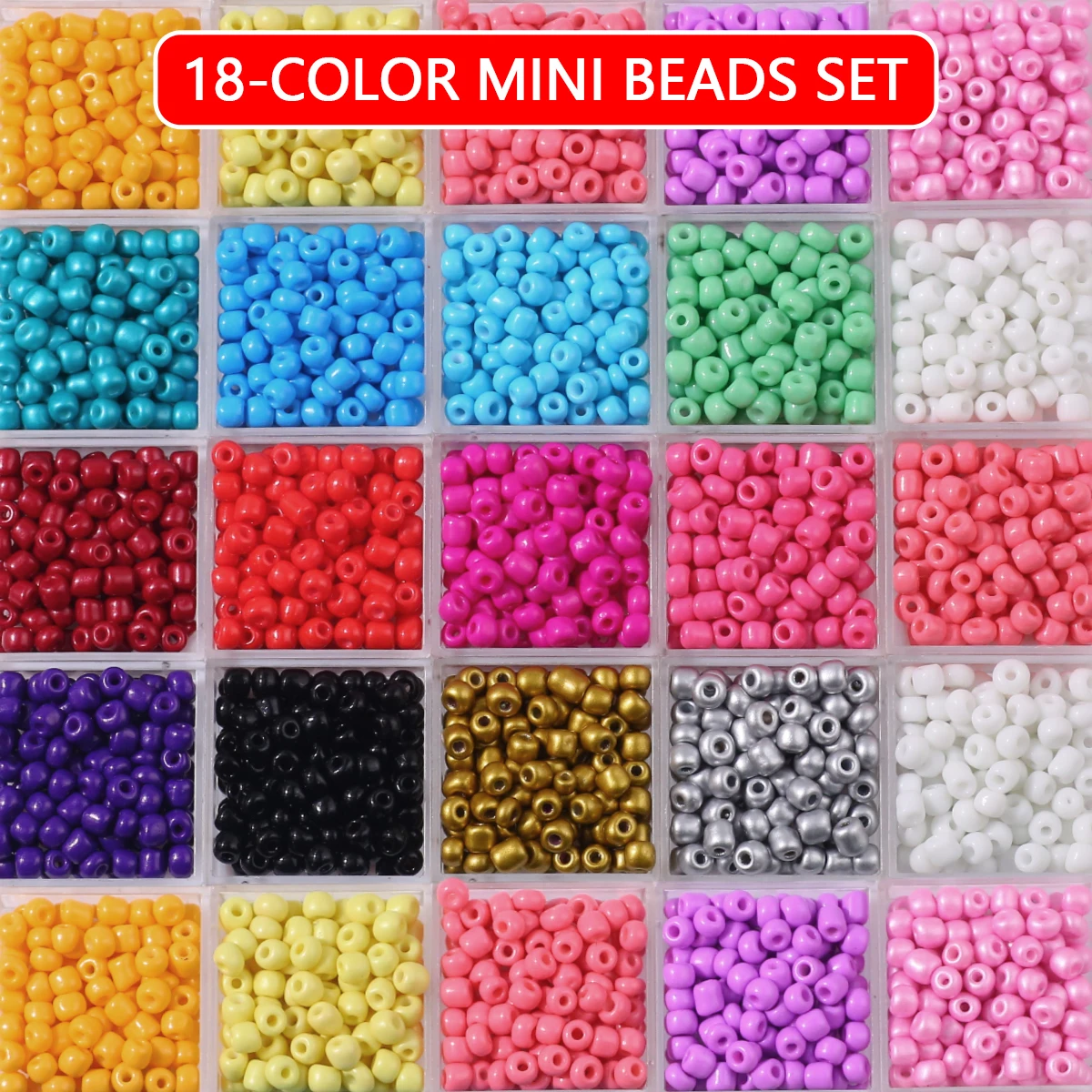 18 Colors 4mm 3960Pcs Set Multicoloured Round Seed Beads Glass for Jewelry Making Bracelet Necklace Keychain DIY Accessories