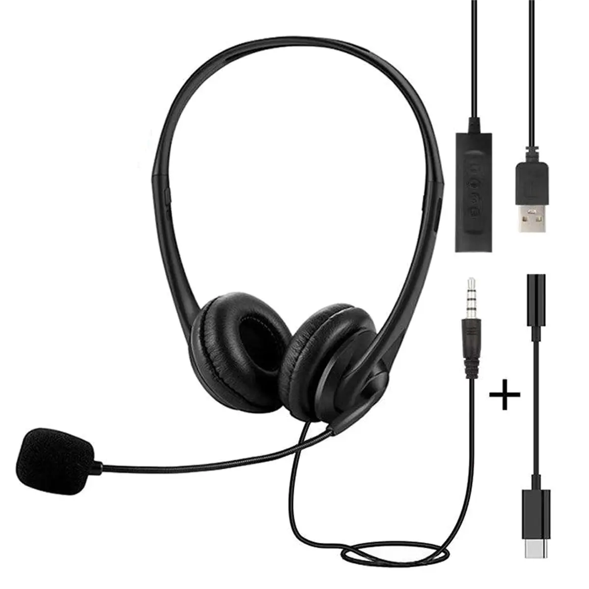 A85P Casque pour ordinateur portable 3,5 mm 330 ° Casque filaire avec microphone rotatif pour PC, ordinateur portable, téléphone, cours en ligne