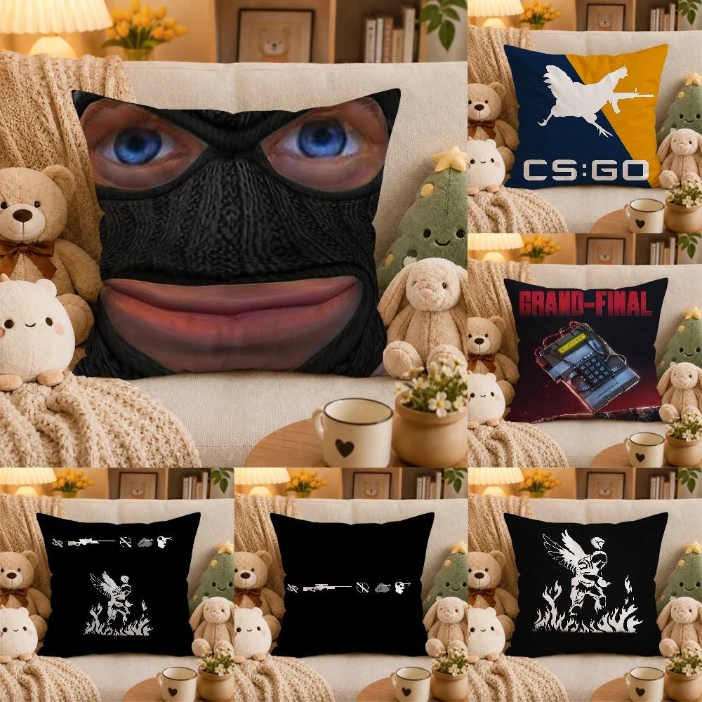 Game Funny CS GO 2Pillow Case Plush Pillow Cases Home Decoration Pillow Cover for Sofa Bed Chair Living Room