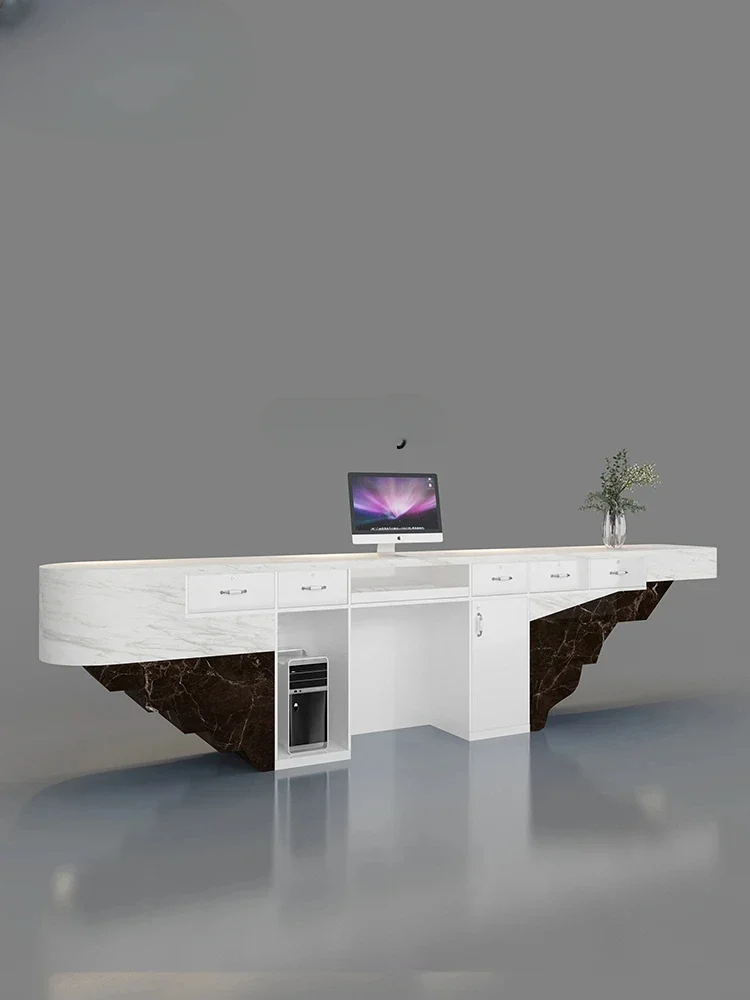 A  Hotel Reception Desk Club Beauty Salon Cashier Shop Counter Special-Shaped Bar Counter Information Desk Paint