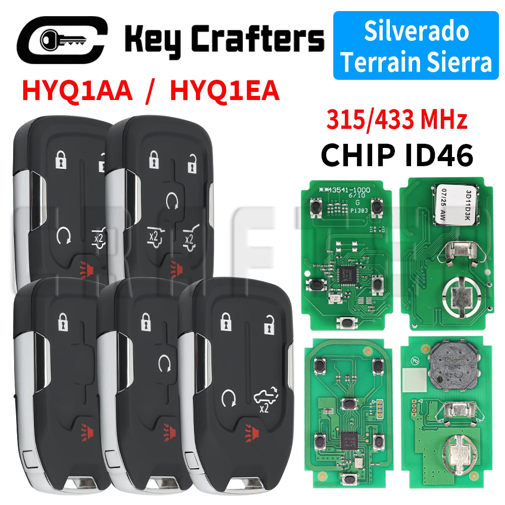 

Умный автомобильный ключ Key Crafters для Chevrolet Silverado Tahoe HYQ1AA 315 МГц HYQ1EA 433 МГц с чипом ID46 для GMC Terrain Sierra Acadia