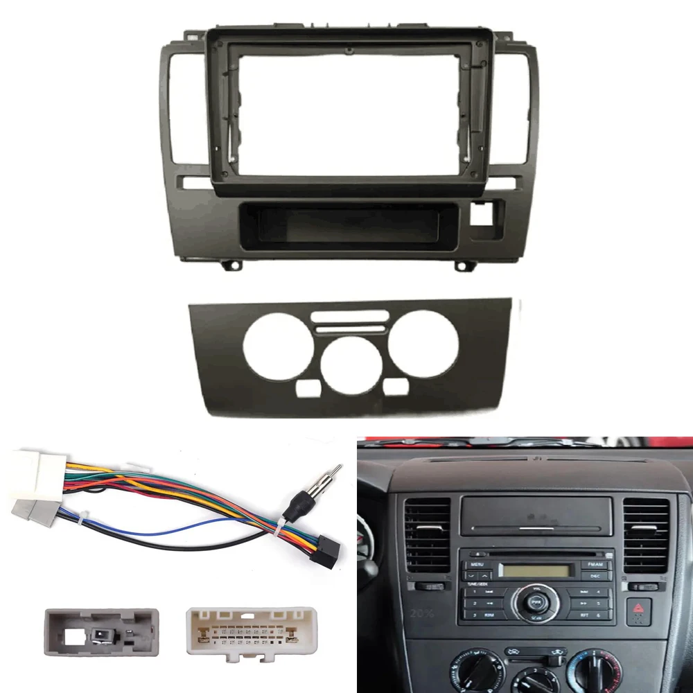 9InchCarRadioFasciasForNissanTiidaLatio2005-2010StereoDashboardPanelFrame2DinDVDGPSMp5AndroidPlayerTrimKit