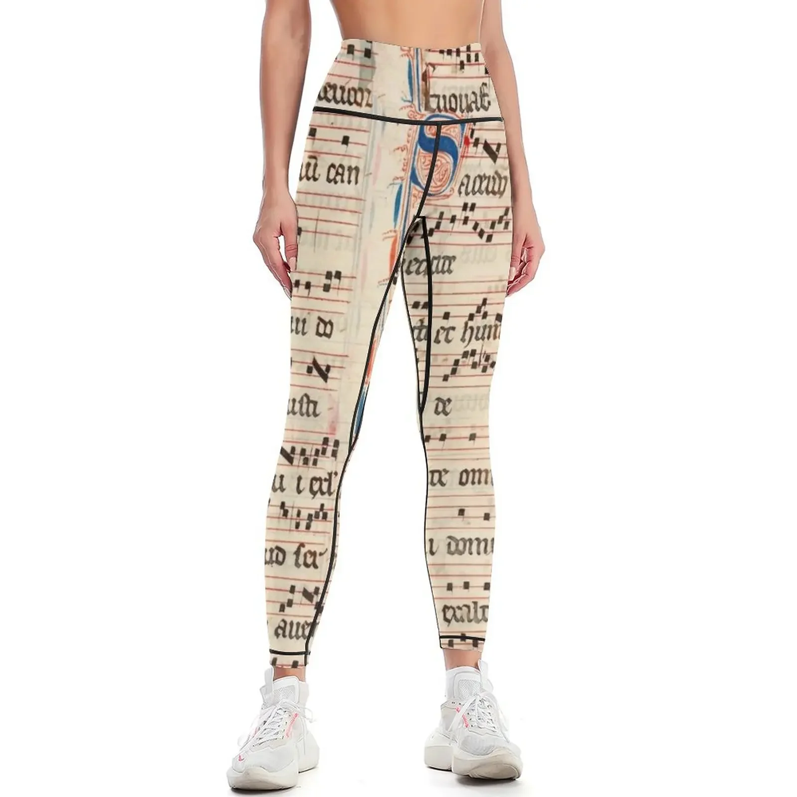 

Medieval Illuminated Musical Notes Leggings sports for gym high waist Tight fitting woman Womens Leggings