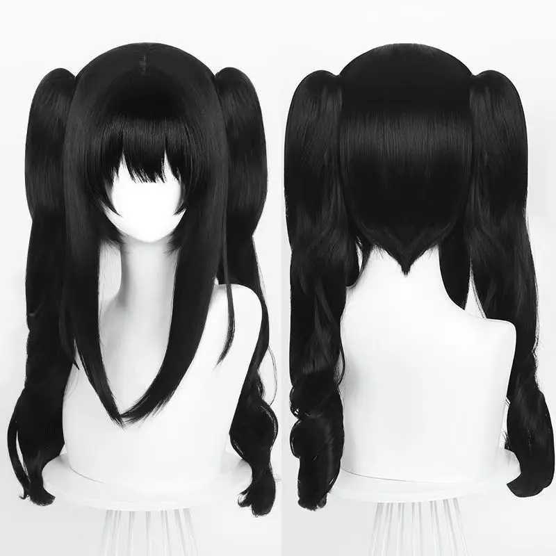 

Парик для косплея по аниме Mahou Shoujo No Majo Saiban Nikaidou Hiro, черный, с двойными хвостиками, римские кудри, термостойкий парик