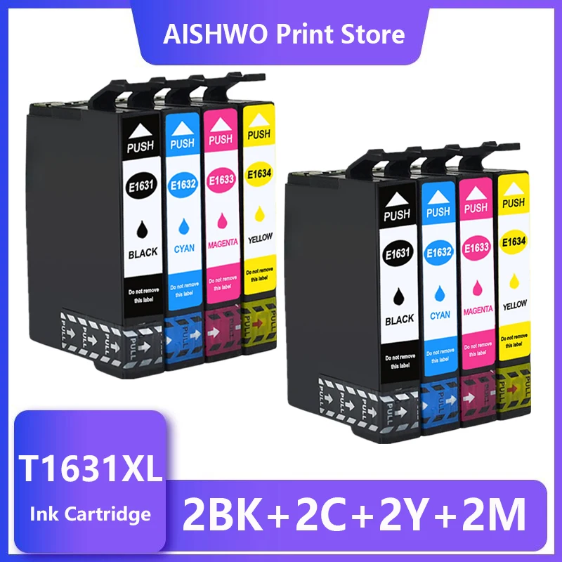 8 Pack 16XL T1631 - T1634 Compatible ink Cartridge for Epson WorkForce WF 2010 2540 2750 2510 2520 2530 2760 Printer