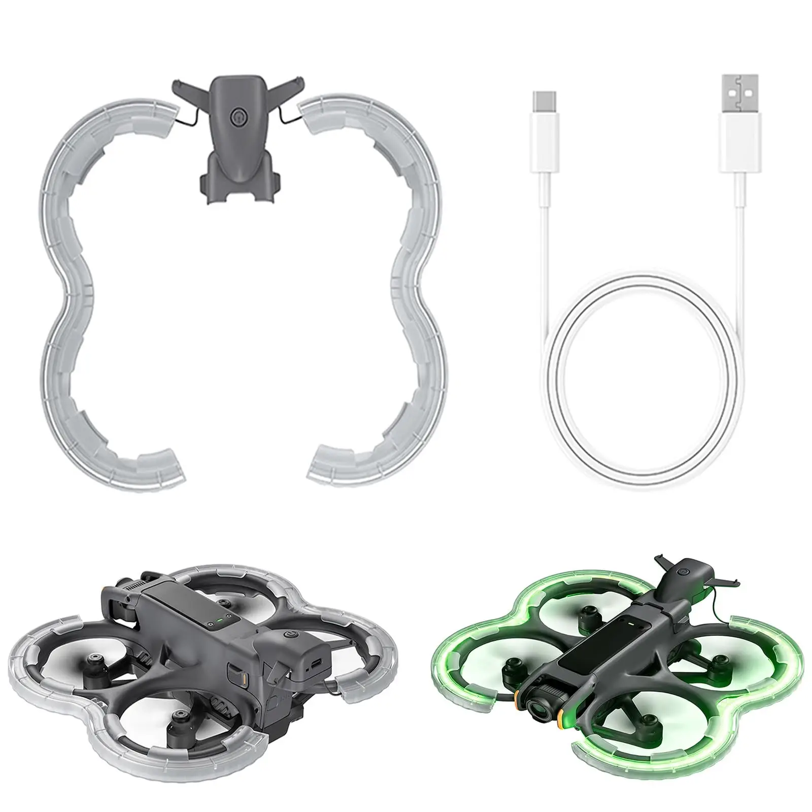 

LED Luminous Propeller Guard for DJI Avata 2 Rechargeable Anti-Collision Ring Night Flight Protective Cover Bumper Accessories