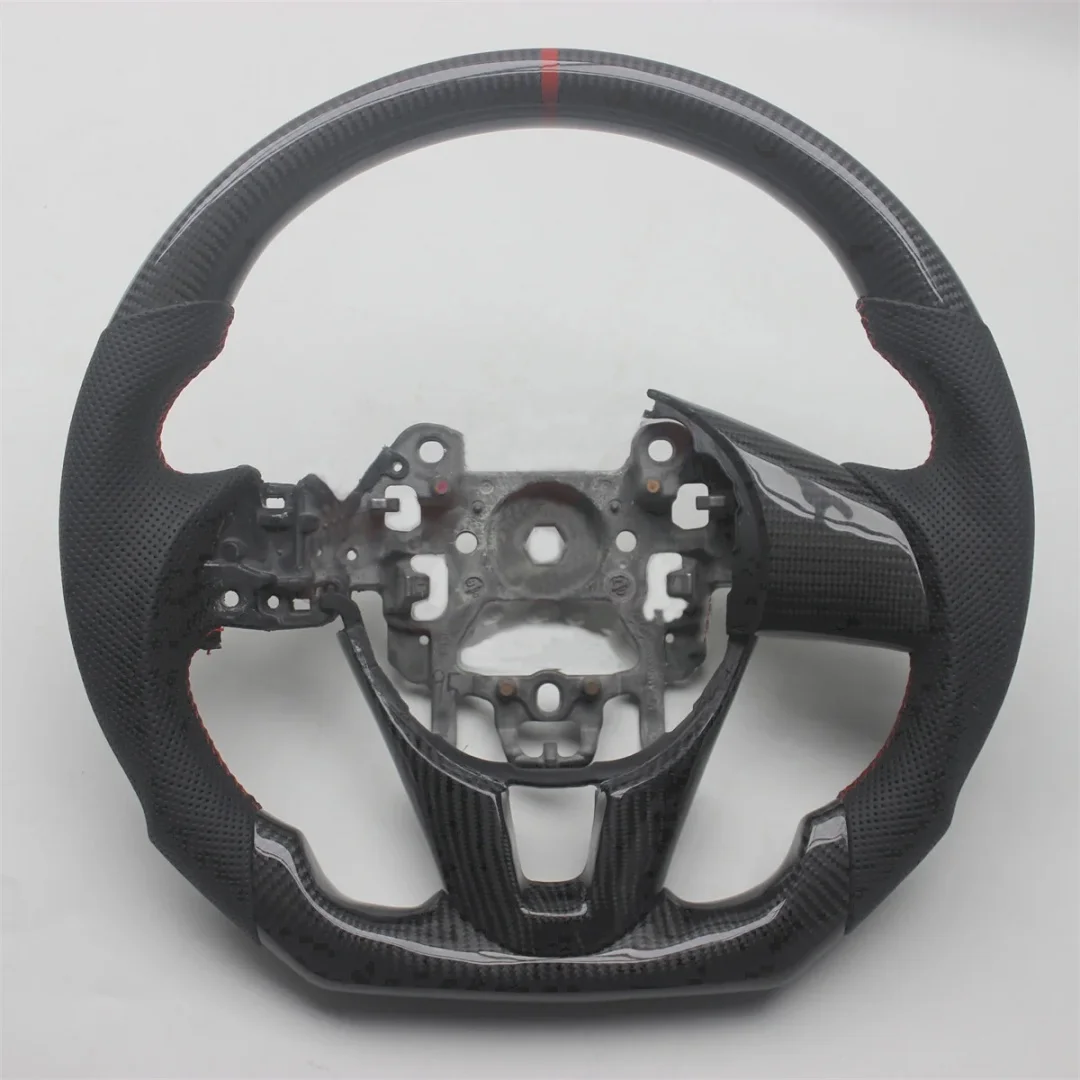 Replacement For Mazda 3  Mazdaspeed 3 Axela Leather Real Carbon Fiber Steering Wheel 2014-2016