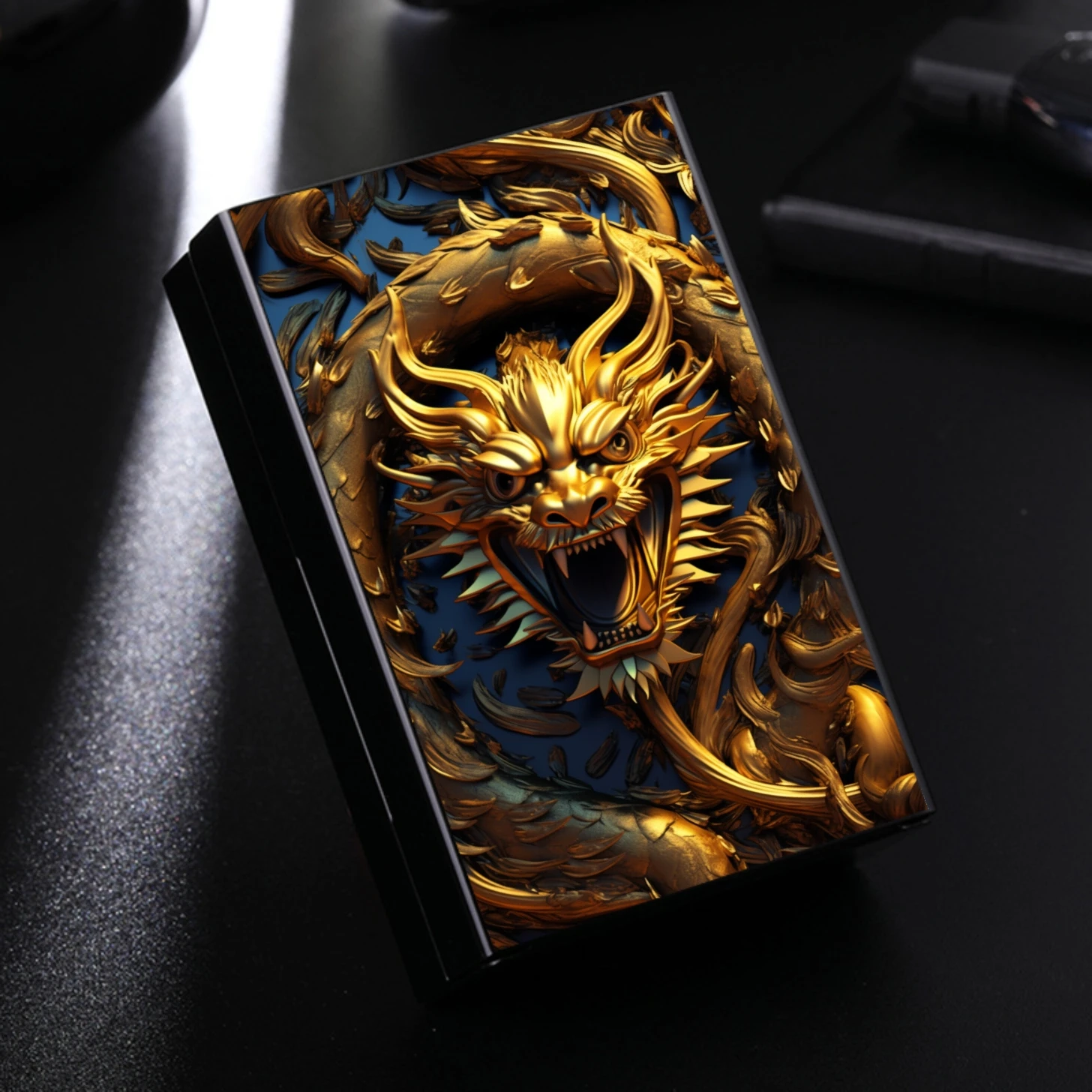 Dragon pattern Cigarette Box,  Classic And Useful, Retro Style, For Men Daily Life Work Business Party Festival Birthday Gift