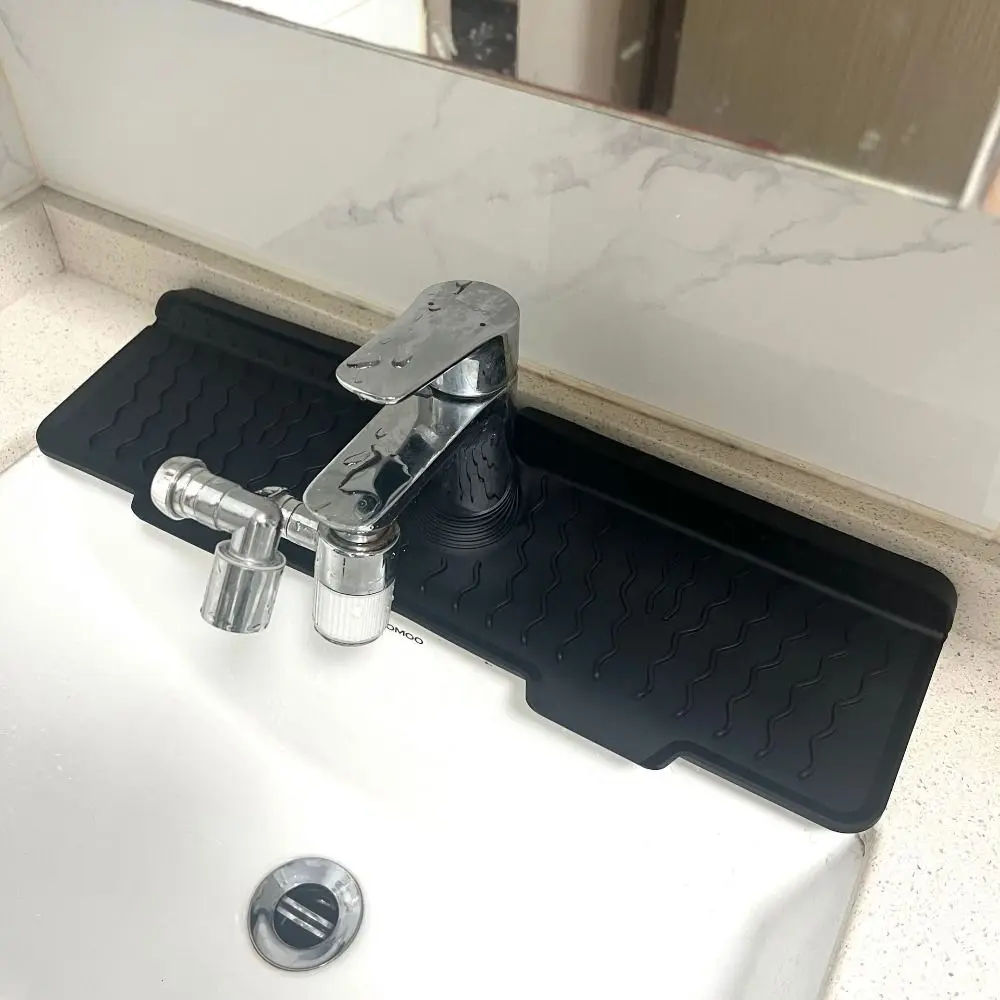 Non-Slip Silicone Faucet Mat S/M/L Rectangular Water Drip Catcher Tray Flexible Reusable Countertop Protector Dishwashing Area