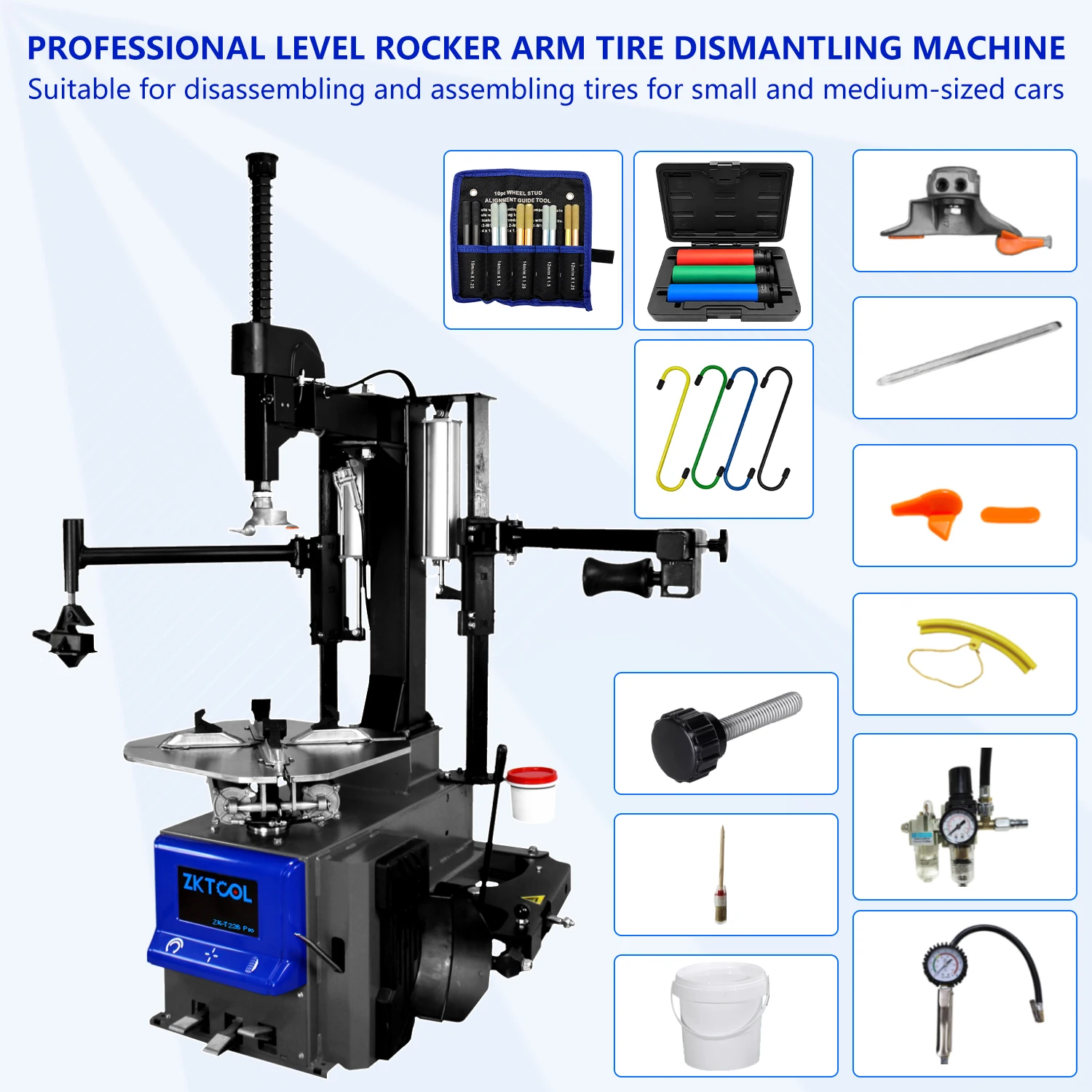 Tire Changing Machine, Basic Combination Wheel Changing Machine with Assist Arm, Heavy Duty Assist Arm Tire Changing Machine