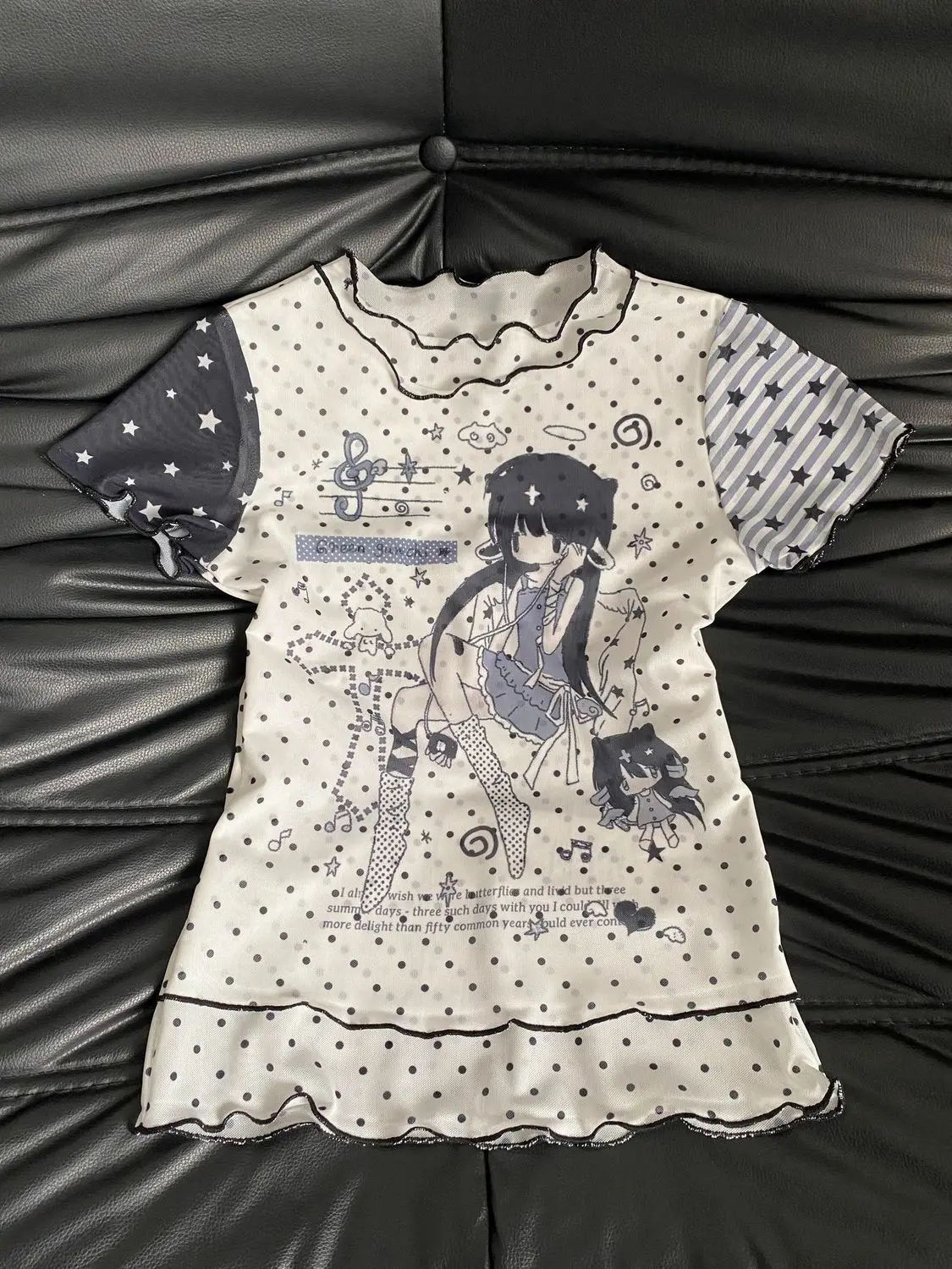Kawaii T-shirt Women Y2k Crop Tops Retro Subculture Print Pattern Round Neck Slimming Casual Harajuku Short Sleeved T-shirt Top