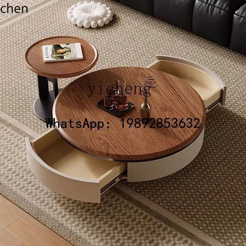 HT   combination living room household walnut solid wood pattern advanced retro small apartment