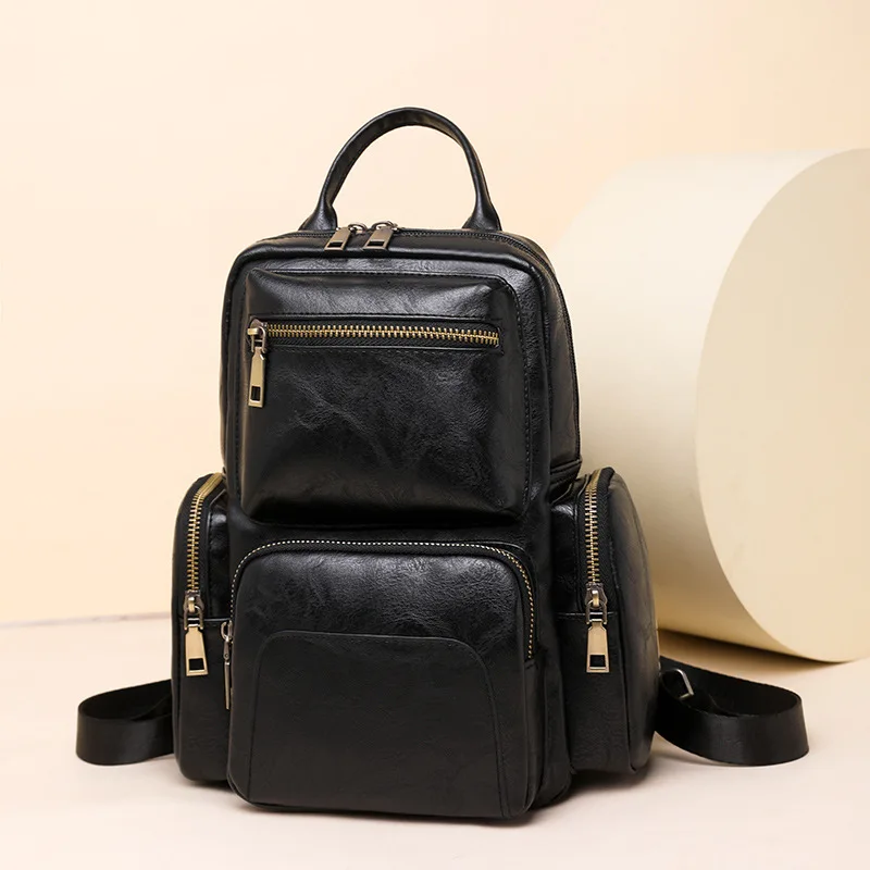 

PU Leather Backpack Women's Chest Bag Knapsack Fashion Vintage Casual Travel Satchel Small Portable Back Pack Portable Bag