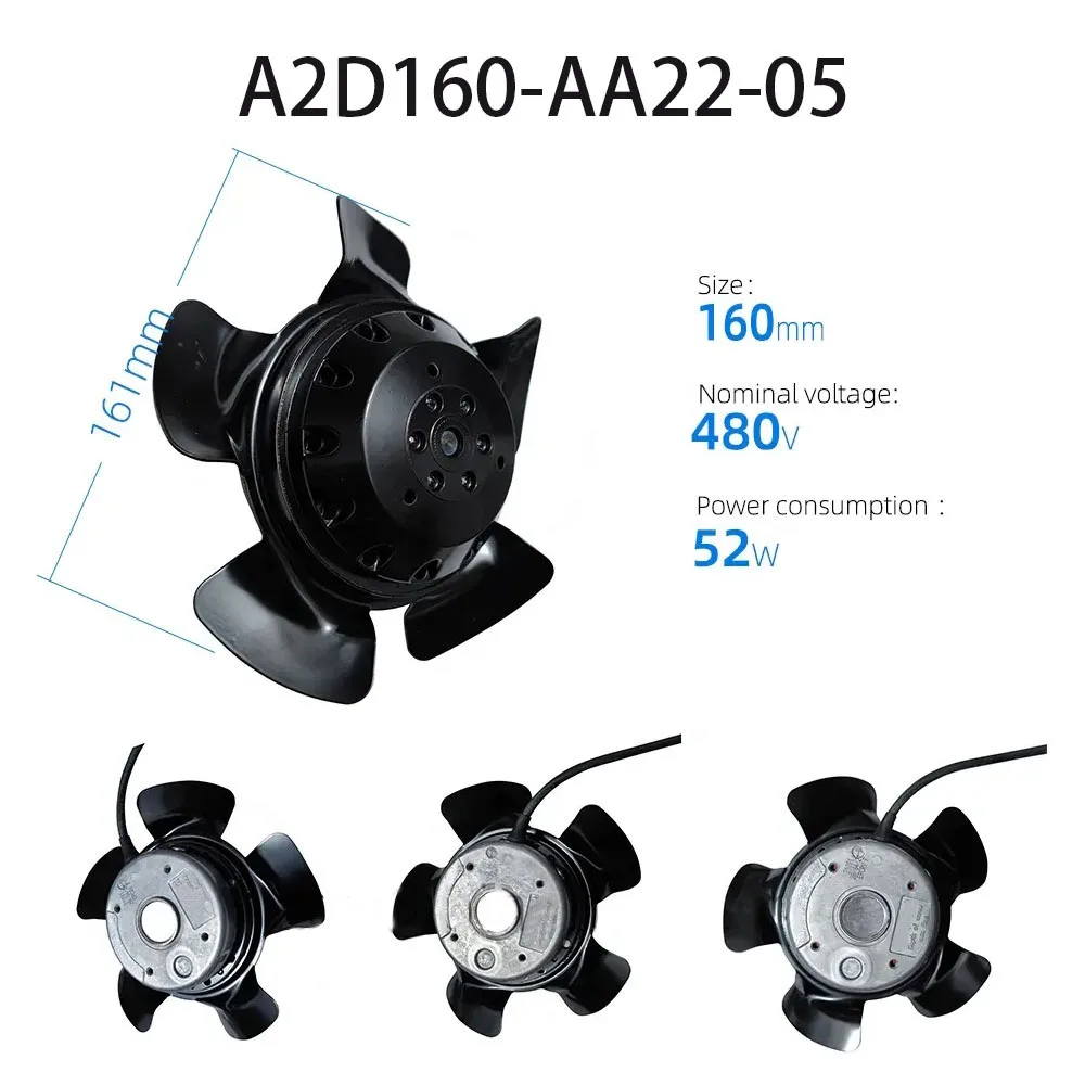 Spindle Servo Motor Fan 400/480VAC 3~ φ160mm A2D160-AA22-05 Multi-Speed Condenser Freezer radiator Axial flow