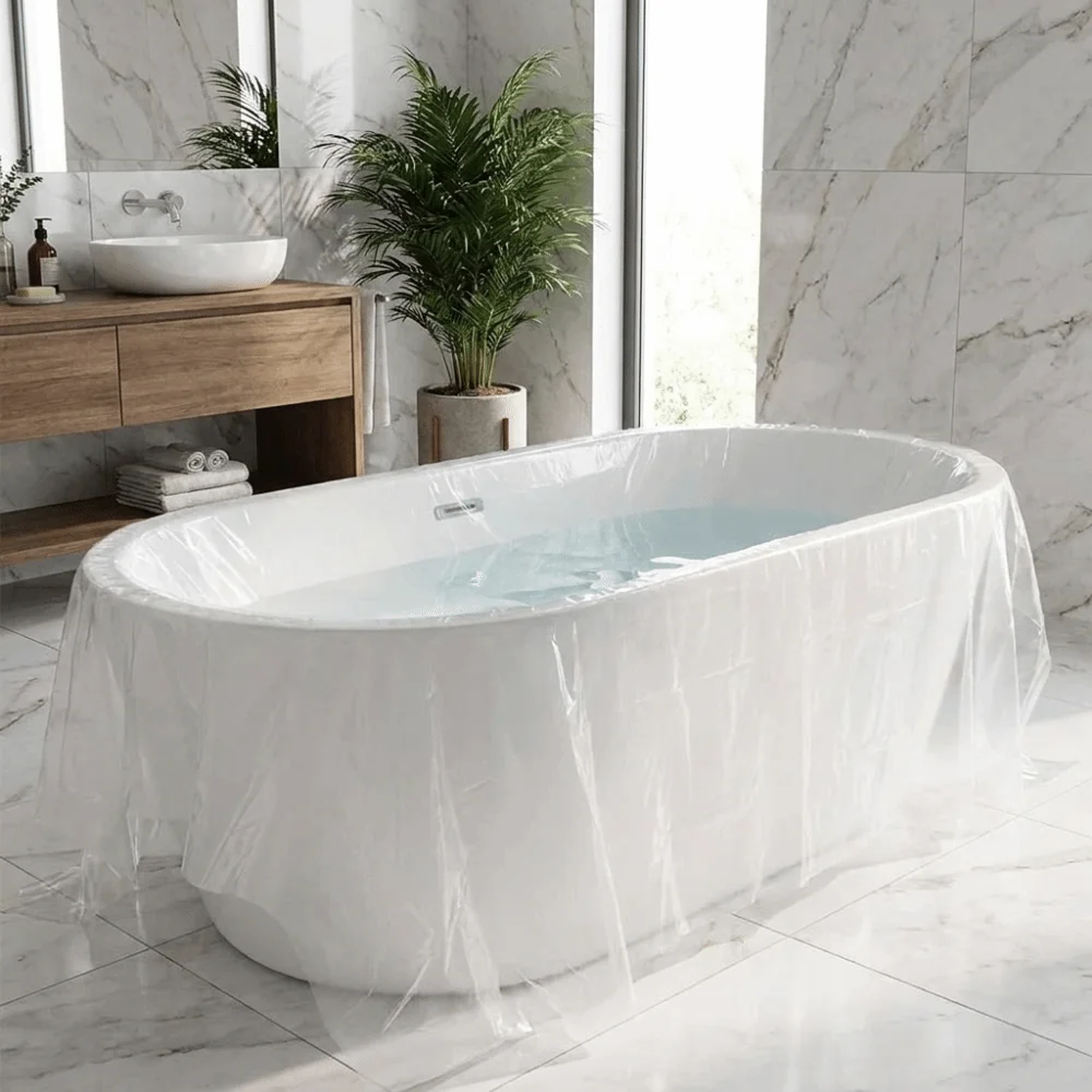 10PCS Individually Disposable Bathtub Cover Waterproof Anti Dirt Hotels Bathtub Liner Easy-Clean Oversized