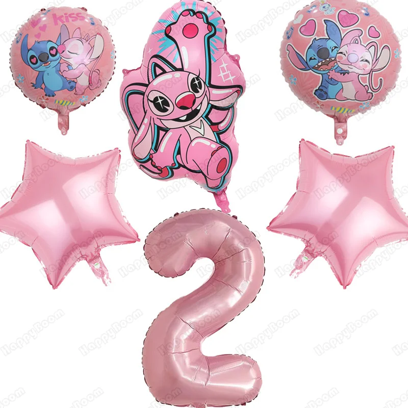 5 قطع بالونات غرزة وردية مقاس 32 بوصة مجموعة بالونات لتزيين حفلات أعياد الميلاد وهدايا الأطفال ومستلزمات الحفلات الكرتونية